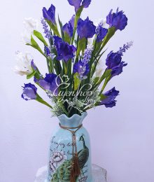 Hoa lụa, hoa giả Uyên shop, Bình Hoa Diên Vỹ