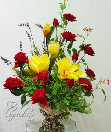 Hoa lụa, hoa giả Uyên shop, Bình hoa nghệ thuật