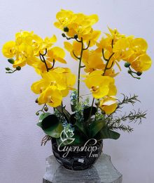 Hoa lụa, hoa giả Uyên shop, Chậu Lan Vàng
