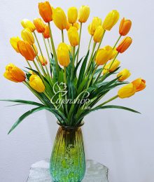 Hoa lụa, hoa giả Uyên shop, Bình Tulip vàng