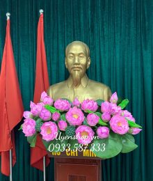 Hoa lụa, hoa giả Uyên shop, Hoa Sen trang trí Tượng Bác