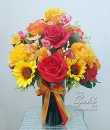 Hoa lụa, hoa giả Uyên shop, Bình hoa Rực Rỡ