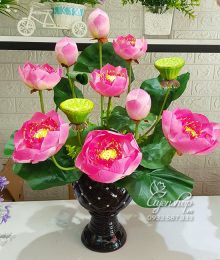 Hoa lụa, hoa giả Uyên shop, Bình Sen Thái đẹp