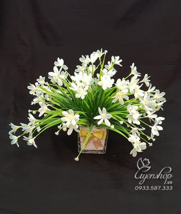 Hoa lụa, hoa giả Uyên shop, Hoa Thủy Tiên trắng
