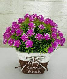 Hoa lụa, hoa giả Uyên shop, Chậu hoa Tím xinh