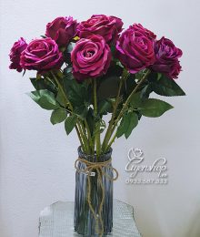 Hoa lụa, hoa giả Uyên shop, Bình Hồng Tím