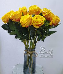 Hoa lụa, hoa giả Uyên shop, Bình Hồng Vàng Rực Rỡ