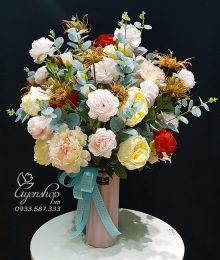 Hoa lụa, hoa giả Uyên shop, Bình Hoa Sang Trọng