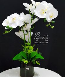 Hoa lụa, hoa giả Uyên shop, Bình Lan Trắng Sang Trọng