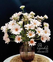 Hoa lụa, hoa giả Uyên shop, Bình Cúc Họa Mi Hồng