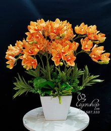 Hoa lụa, hoa giả Uyên shop, Chậu Địa Lan Lụa