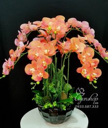 Hoa lụa, hoa giả Uyên shop, Bình Lan Màu Cam