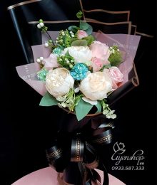 Hoa lụa, hoa giả Uyên shop, Bó Hoa Tú Cầu, Hồng Trà