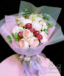 Hoa lụa, hoa giả Uyên shop, Bó Hoa Hồng Trà