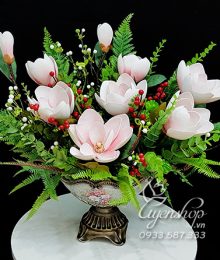 Hoa lụa, hoa giả Uyên shop, Bình Hoa Mộc Lan