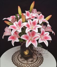 Hoa lụa, hoa giả Uyên shop, Hoa Lụa – Bình Hoa Ly Hồng