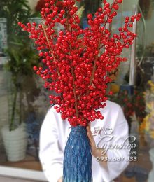 Hoa lụa, hoa giả Uyên shop, Bình Đào Đông Đỏ