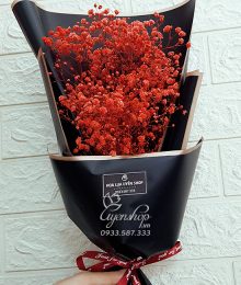 Hoa lụa, hoa giả Uyên shop, Bó BaBy Đỏ xinh