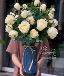 Hoa lụa, hoa giả Uyên shop, Bình Hồng Kem