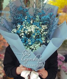 Hoa lụa, hoa giả Uyên shop, Bó Hoa BaBy Xanh
