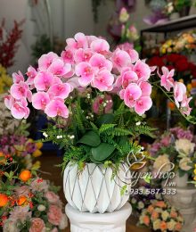 Hoa lụa, hoa giả Uyên shop, Chậu Lan Hồng Xinh