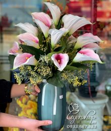 Hoa lụa, hoa giả Uyên shop, Bình Hoa Rum Tím