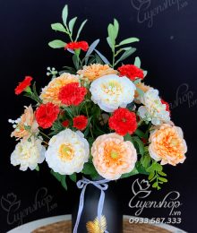 Hoa lụa, hoa giả Uyên shop, Bình Hoa Trà Mây xinh