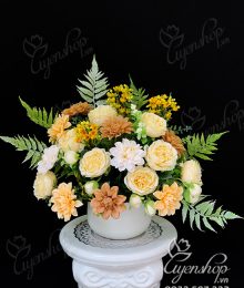 Hoa lụa, hoa giả Uyên shop, Bình Hoa Màu Nâu Tây