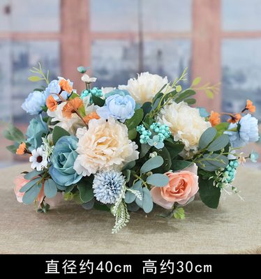 Hoa lụa, hoa giả Uyên shop, Lãng hoa bàn họp tone hồng xanh