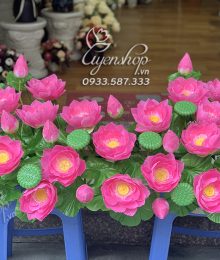 Hoa lụa, hoa giả Uyên shop, Hoa Sen Trang Trí Tượng Bác Hồ