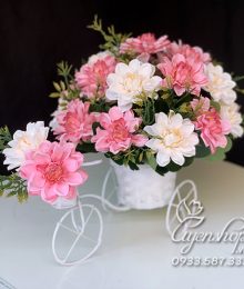 Hoa lụa, hoa giả Uyên shop, Xe đạp hoa thược dược