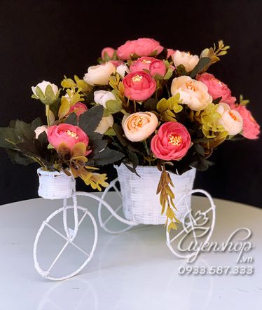 Hoa lụa, hoa giả Uyên shop, Xe đạp hoa trà xinh
