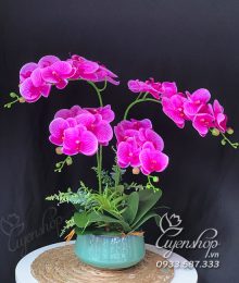 Hoa lụa, hoa giả Uyên shop, Lan Hồ Điệp tím yêu kiều