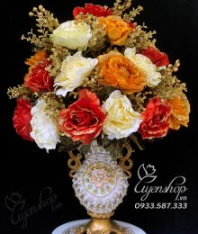 Hoa lụa, hoa giả Uyên shop, Bình Hoa Phong Cách Châu Âu