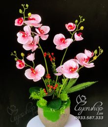 Hoa lụa, hoa giả Uyên shop, Chậu Lan Hồng xinh