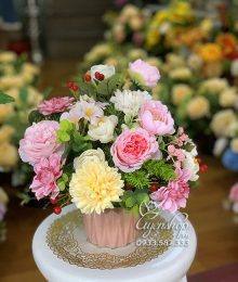 Hoa lụa, hoa giả Uyên shop, Lọ hoa nhỏ để bàn