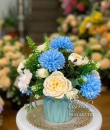 Hoa lụa, hoa giả Uyên shop, Lọ hoa nhỏ để bàn