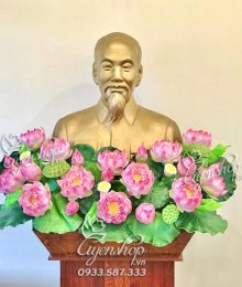 Hoa lụa, hoa giả Uyên shop, Hoa Sen Tượng Bác Cao Cấp