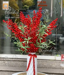 Hoa lụa, hoa giả Uyên shop, Bình Đào Đông Đỏ