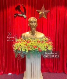 Hoa lụa, hoa giả Uyên shop, Hoa trang trí tượng Bác tone vàng