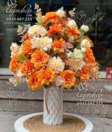 Hoa lụa, hoa giả Uyên shop, Hoa thược dược cam