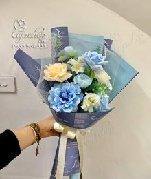 Hoa lụa, hoa giả Uyên shop, Bó Hoa Lụa Tone Xanh