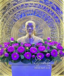 Hoa lụa, hoa giả Uyên shop, Hoa Sen Nghệ Nhân Trang Trí Tượng Bác