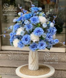 Hoa lụa, hoa giả Uyên shop, Lọ Hoa Tone Xanh