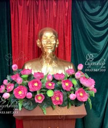 Hoa lụa, hoa giả Uyên shop, Lãng Hoa sen Trang Trí Tượng Bác