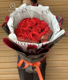 Hoa lụa, hoa giả Uyên shop, Bó Hoa Hồng Nhung
