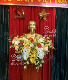 Hoa lụa, hoa giả Uyên shop, Hoa Trang Trí Tượng Bác Tone Vàng