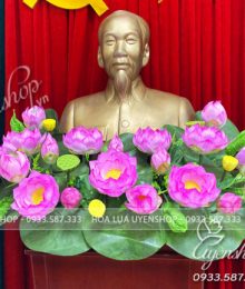 Hoa lụa, hoa giả Uyên shop, Hoa Sen Nghệ Nhân Trang Trí Tượng Bác
