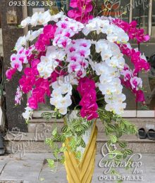 Hoa lụa, hoa giả Uyên shop, Bình Hoa Lan Đại Sảnh