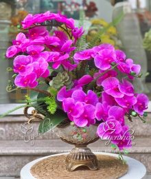 Hoa lụa, hoa giả Uyên shop, Thuyền Lan Hồ Điệp Tím